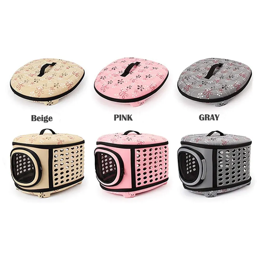 Portable Breathable EVA Car Soft Fabric Pet Carrier Folding Outdoor Storage Puppy Travel Transport Bag Pack for Dog Cat 43 x 38 x 30 cm (Charcoal)