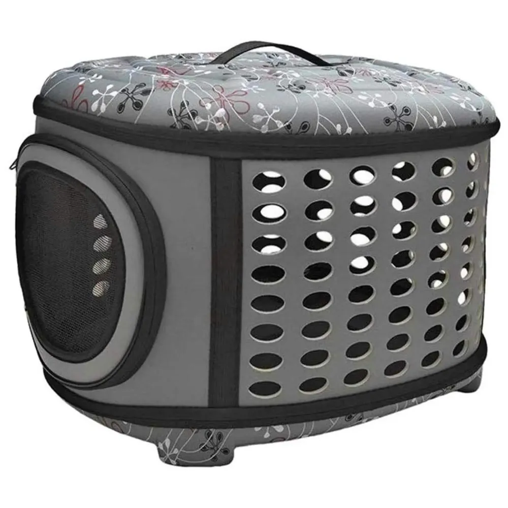 Portable Breathable EVA Car Soft Fabric Pet Carrier Folding Outdoor Storage Puppy Travel Transport Bag Pack for Dog Cat 43 x 38 x 30 cm (Charcoal)