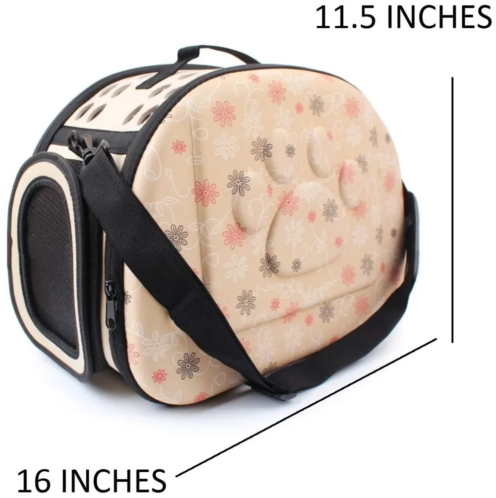 Pet Carrier, Hard Cover Portable Tote Soft Breathable Comfort Transport Shoulder Bag for Small cat Dog – 42 x 26 x 32cm (Beige)