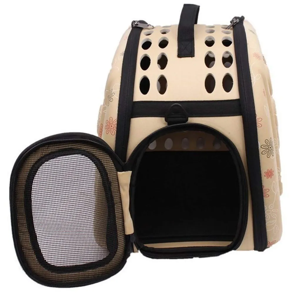 Pet Carrier, Hard Cover Portable Tote Soft Breathable Comfort Transport Shoulder Bag for Small cat Dog – 42 x 26 x 32cm (Beige)