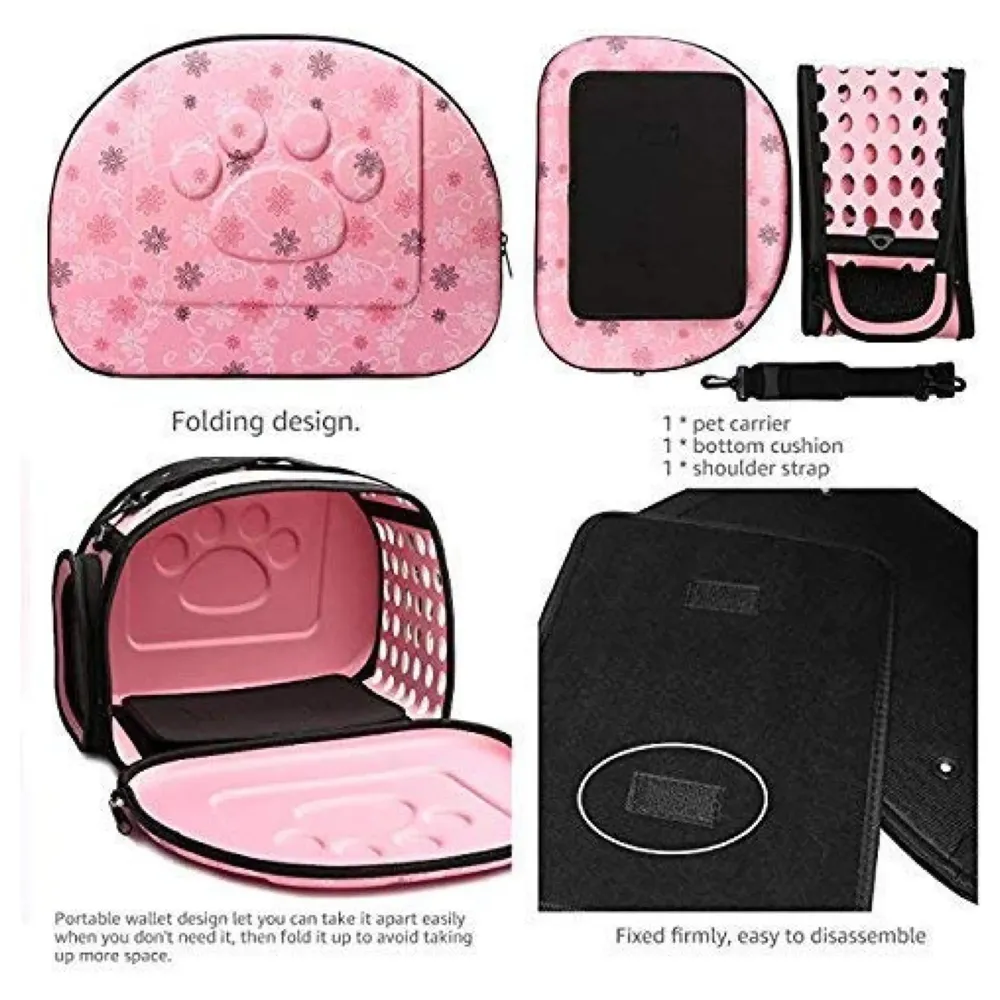 Pet Carrier, Hard Cover Portable Tote Soft Breathable Comfort Transport Shoulder Bag for Small cat Dog – 42 x 26 x 32cm (Pink) - 3