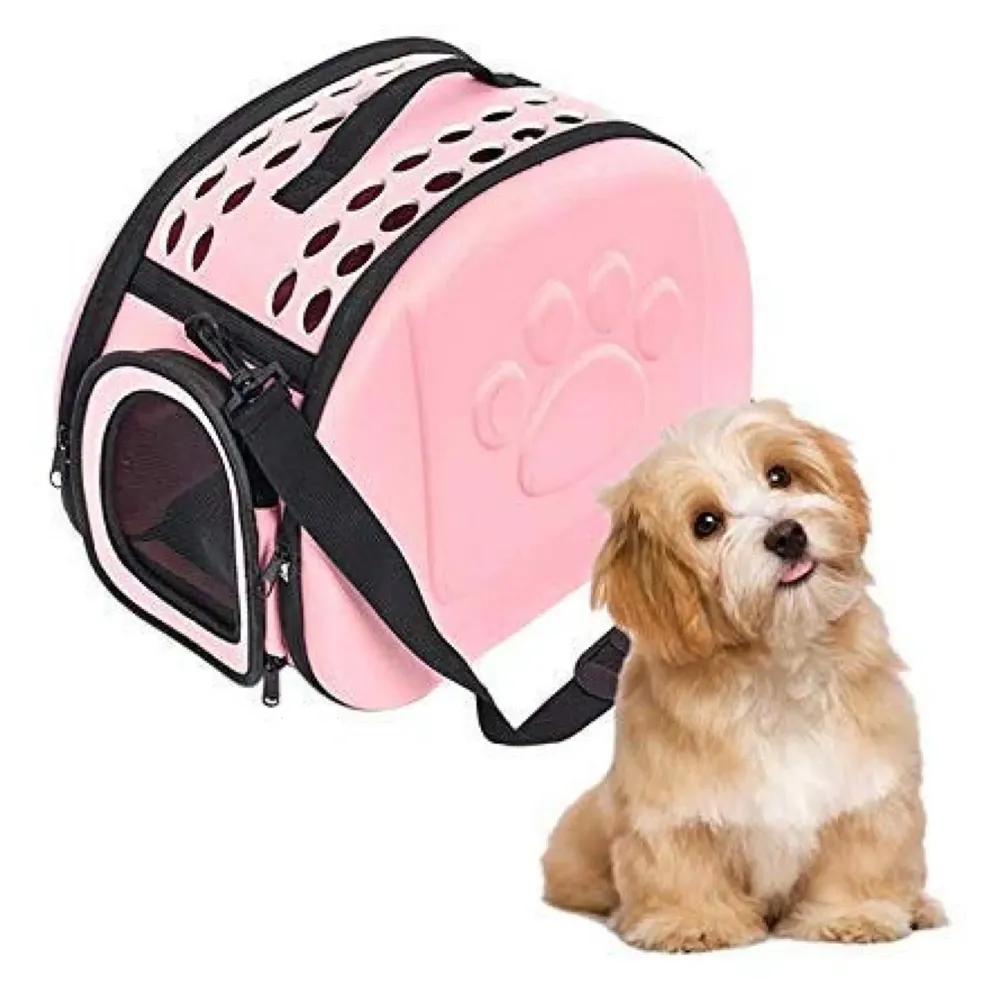 Pet Carrier, Solid Colours Hard Cover Portable Tote Soft Breathable Comfort Transport Shoulder Bag for Small cat Dog – 42 x 26 x 32cm (Pink)