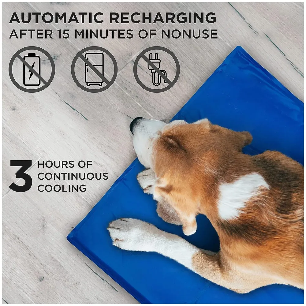 50 x 40 Cm Dog Cooling Mat Pad for Kennels, Crates and Beds, Pressure Activated Non-Toxic, Durable Solid Self Cooling Gel Material. No Refrigeration or Electricity Needed