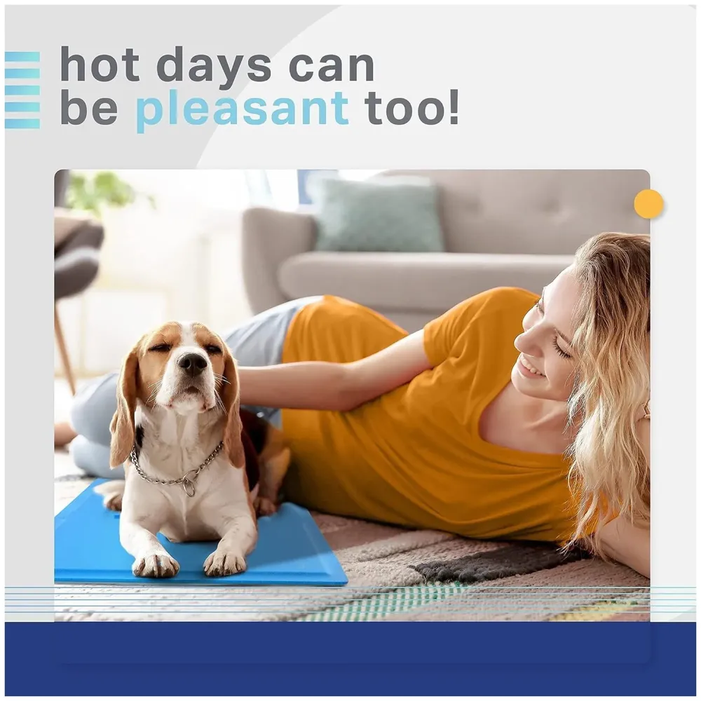 50 x 40 Cm Dog Cooling Mat Pad for Kennels, Crates and Beds, Pressure Activated Non-Toxic, Durable Solid Self Cooling Gel Material. No Refrigeration or Electricity Needed