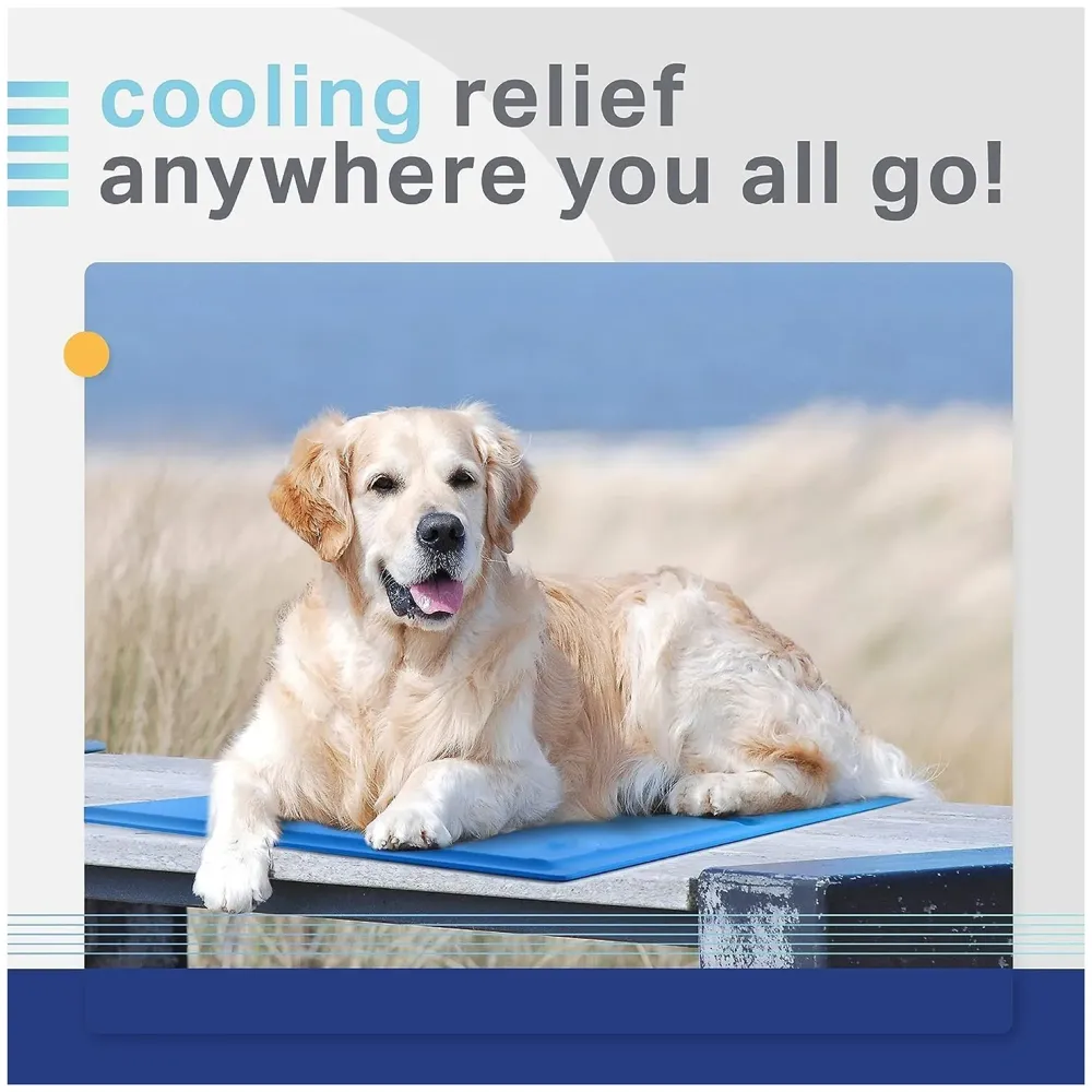 50 x 40 Cm Dog Cooling Mat Pad for Kennels, Crates and Beds, Pressure Activated Non-Toxic, Durable Solid Self Cooling Gel Material. No Refrigeration or Electricity Needed