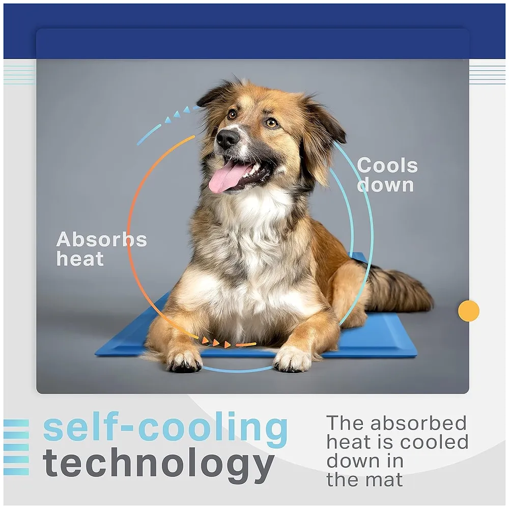 90 x 50 Cm Dog Cooling Mat Pad for Kennels, Crates and Beds, Pressure Activated Non-Toxic, Durable Solid Self Cooling Gel Material. No Refrigeration or Electricity Needed 36 inch x Premium