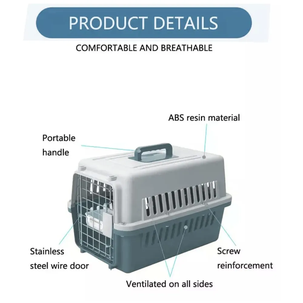 24 Inch Pet Travel Carrier Dog Cat Crate Plastic Handle Hinged Door Folding Collapsible Kennel Transport Box Crate Pet Cage (Big - 24 x 14.5 x 14.5 inch)