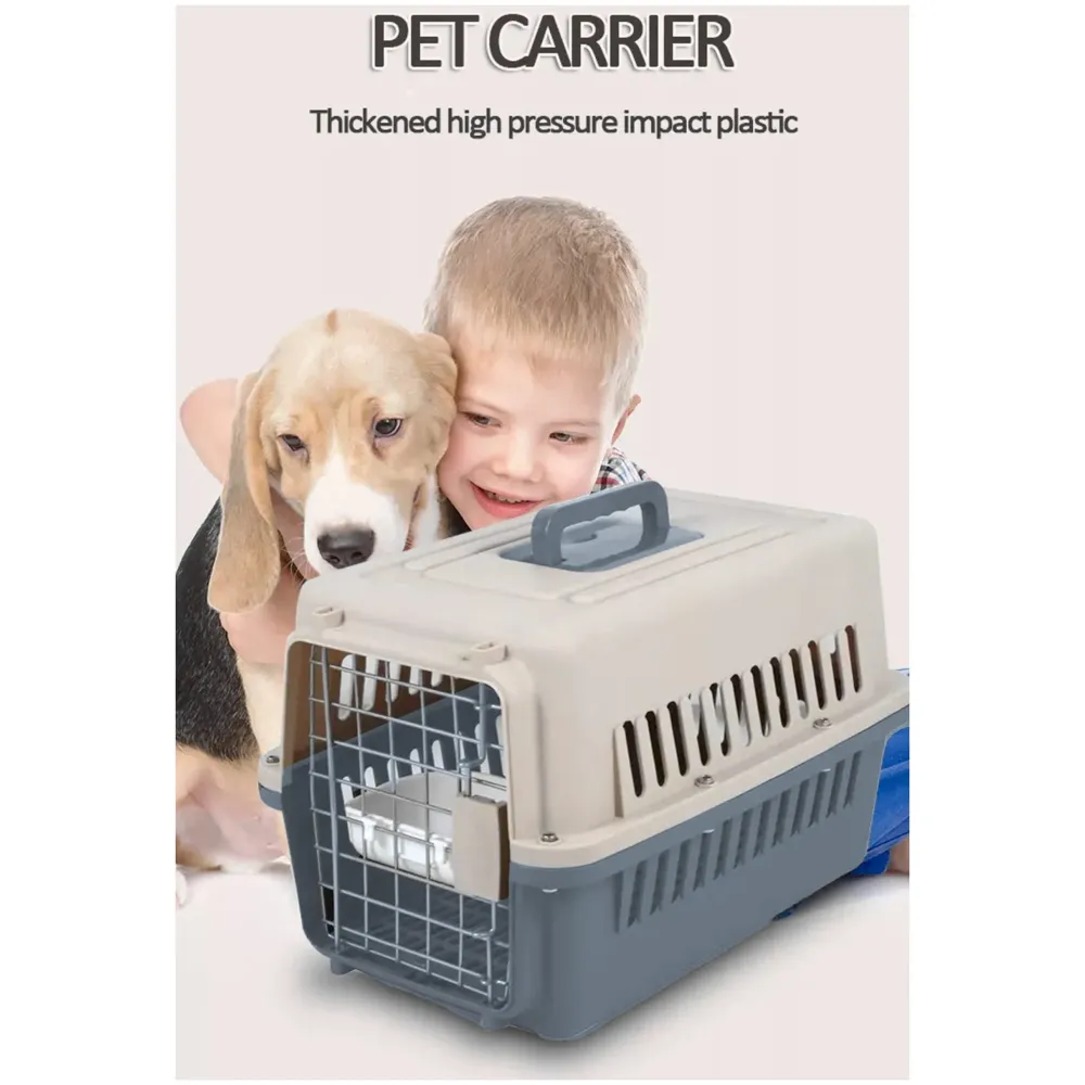 24 Inch Pet Travel Carrier Dog Cat Crate Plastic Handle Hinged Door Folding Collapsible Kennel Transport Box Crate Pet Cage (Big - 24 x 14.5 x 14.5 inch)