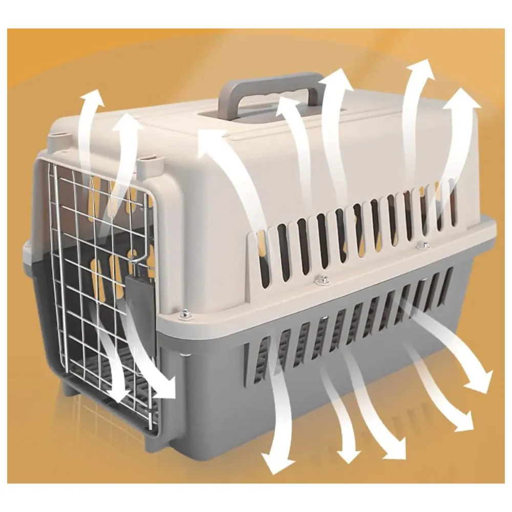24 Inch Pet Travel Carrier Dog Cat Crate Plastic Handle Hinged Door Folding Collapsible Kennel Transport Box Crate Pet Cage (Big - 24 x 14.5 x 14.5 inch)