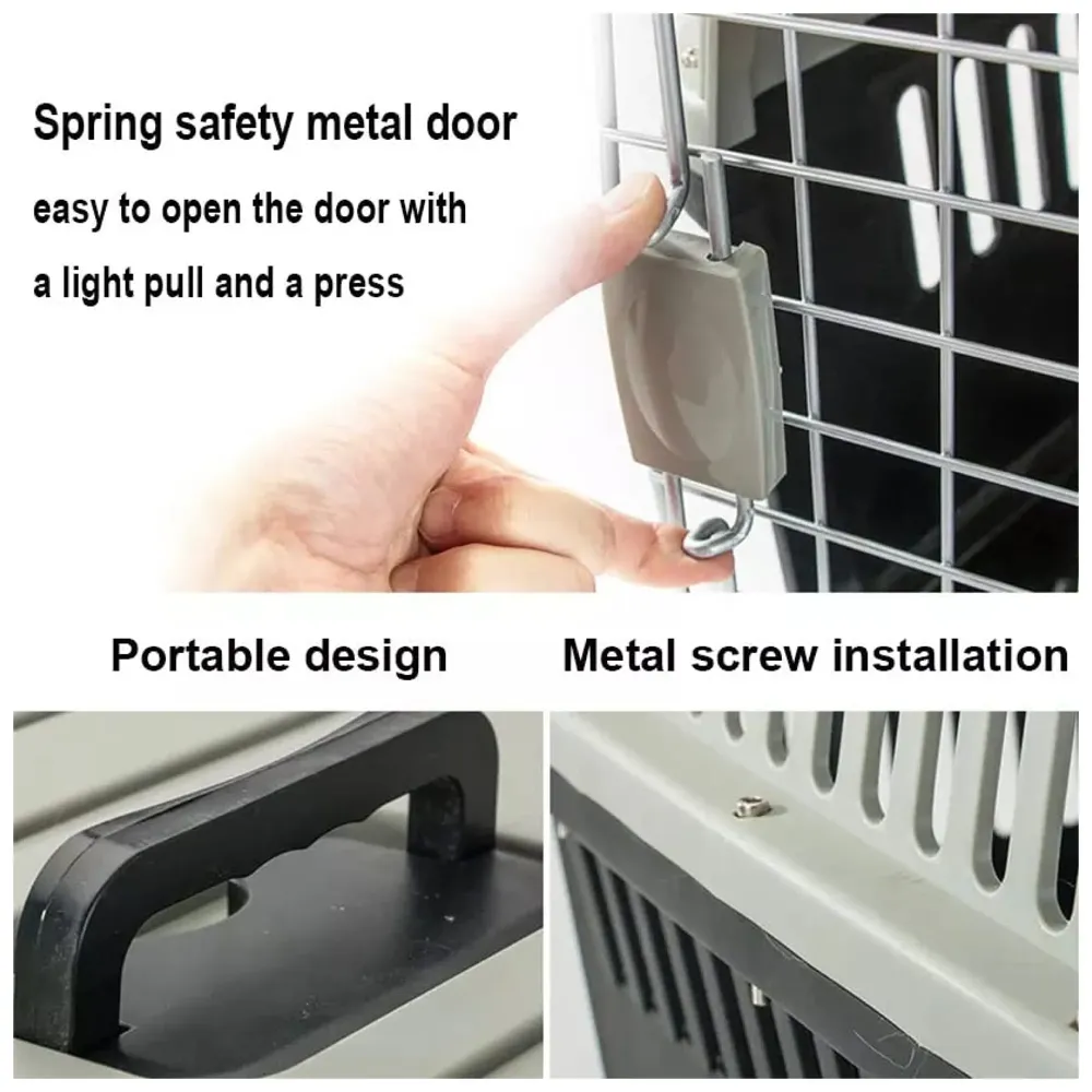 24 Inch Pet Travel Carrier Dog Cat Crate Plastic Handle Hinged Door Folding Collapsible Kennel Transport Box Crate Pet Cage (Big - 24 x 14.5 x 14.5 inch)
