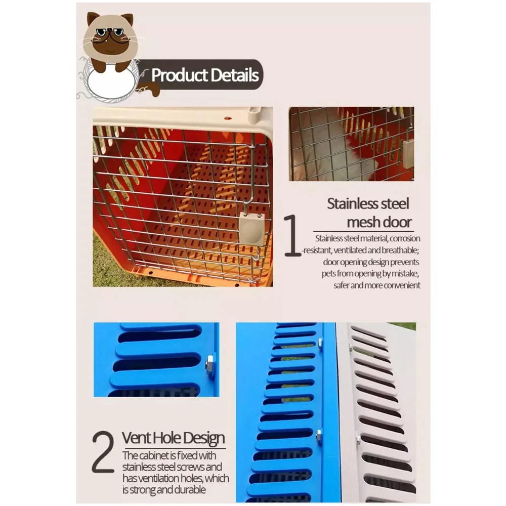 24 Inch Pet Travel Carrier Dog Cat Crate Plastic Handle Hinged Door Folding Collapsible Kennel Transport Box Crate Pet Cage (Big - 24 x 14.5 x 14.5 inch)