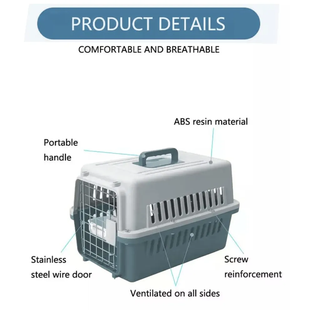 19 Inch Pet Travel Carrier Dog Cat Crate Plastic Handle Hinged Door Folding Collapsible Kennel Transport Box Crate Pet Cage (Regular - 19.5 x 13 x 12.5 Inch) - 3