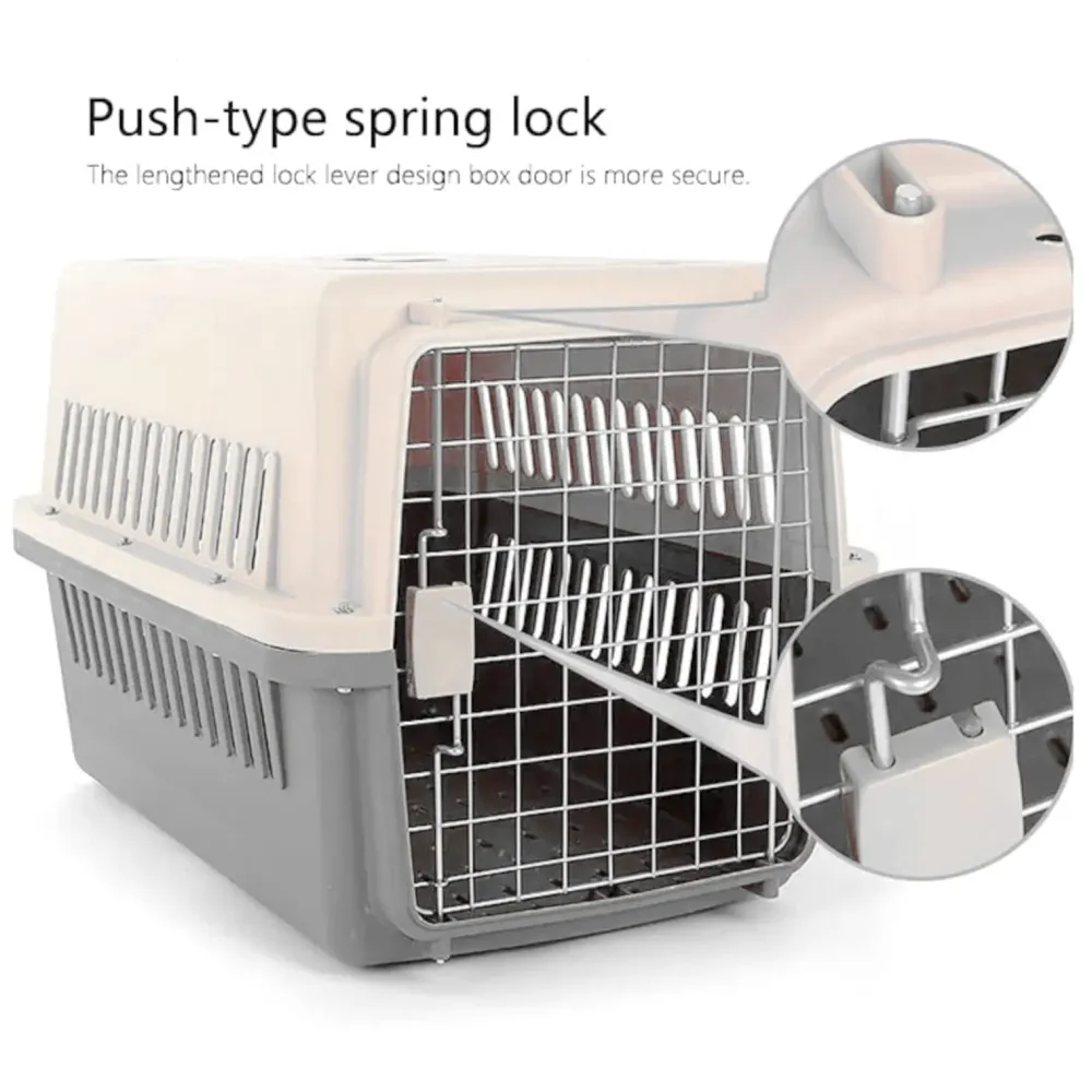 19 Inch Pet Travel Carrier Dog Cat Crate Plastic Handle Hinged Door Folding Collapsible Kennel Transport Box Crate Pet Cage (Regular - 19.5 x 13 x 12.5 Inch) - 5