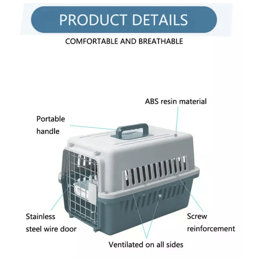 19 Inch Pet Travel Carrier Dog Cat Crate Plastic Handle Hinged Door Folding Collapsible Kennel Transport Box Crate Pet Cage (Regular - 19.5 x 13 x 12.5 Inch)