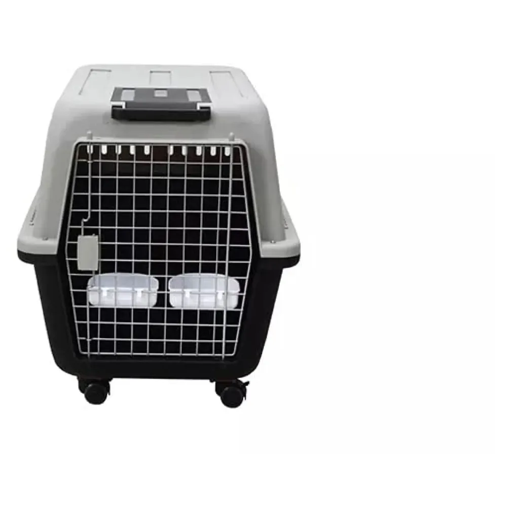 40 Inch Pet Travel Carrier Dog Cat Large with Wheels Crate Plastic Folding Collapsible Kennel Transport Box Pet Cage 40 x 29 x27 Inch