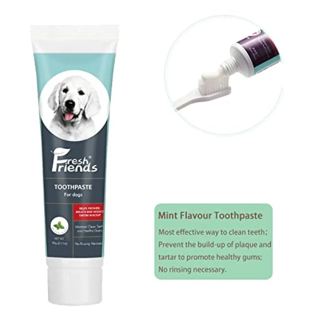 Mint Dog Tooth Brushing Kit Teeth Cleaning Kit Plaque and Tartar Control Toothpaste with 1 Toothbrush for Dogs Eliminates Bad Breath, Dog Toothpaste Mint Flavour. - 6