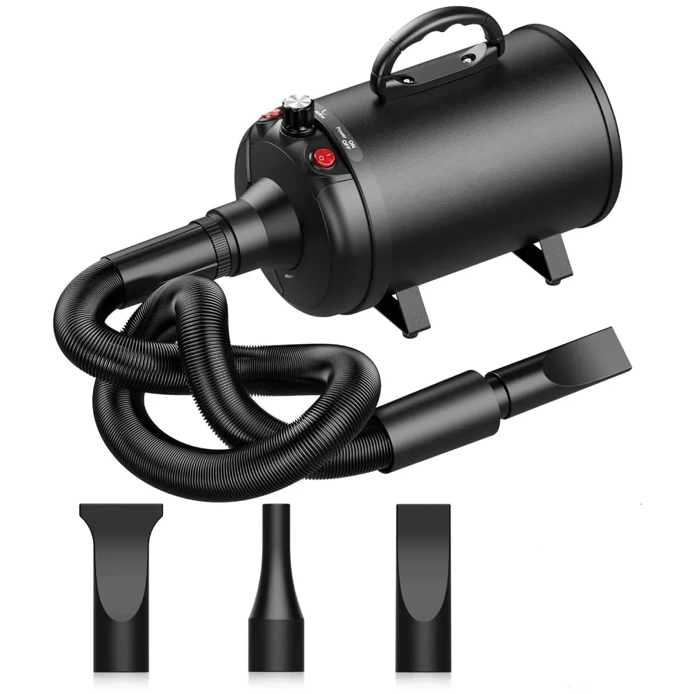 Pet Hair Dryer, 5.2HP/ 3800W High Velocity Pet Blow Dryer with Heater for Grooming, Speed Temperature Adjustable Dog Blower Grooming Dryer with 3 Nozzles For Dogs And Cats.