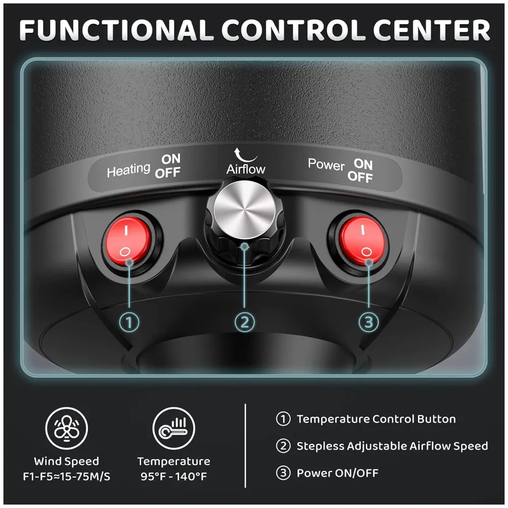 Pet Hair Dryer, 5.2HP/ 3800W High Velocity Pet Blow Dryer with Heater for Grooming, Speed Temperature Adjustable Dog Blower Grooming Dryer with 3 Nozzles For Dogs And Cats.