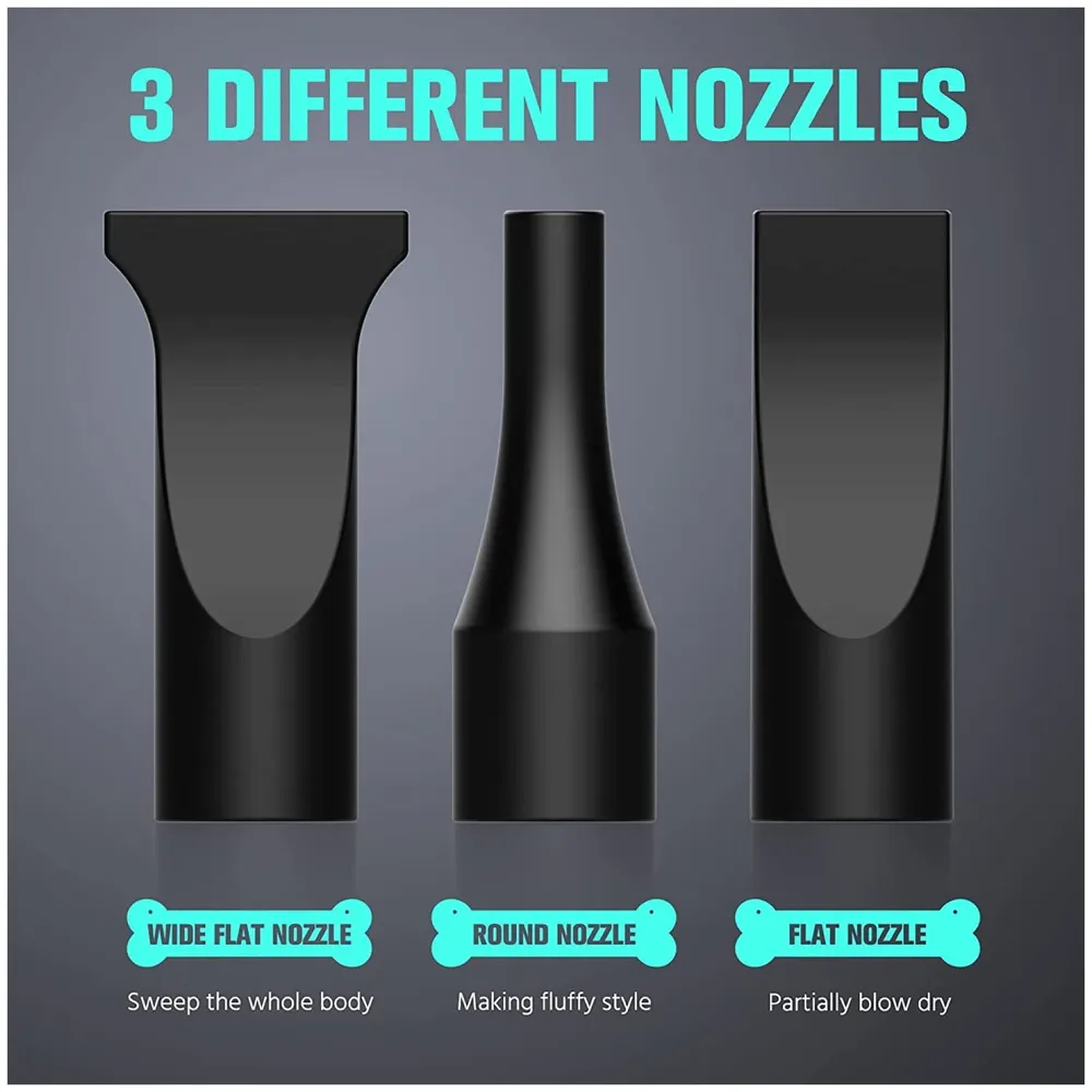 Pet Hair Dryer, 5.2HP/ 3800W High Velocity Pet Blow Dryer with Heater for Grooming, Speed Temperature Adjustable Dog Blower Grooming Dryer with 3 Nozzles For Dogs And Cats.