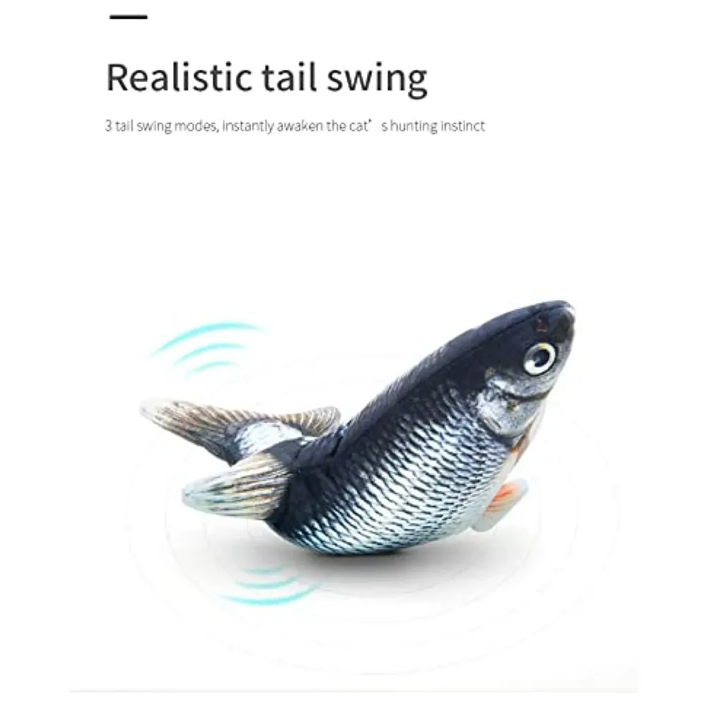 Simulation Jumping Electric Fish Cat Toys for Kittens, Wagging Fish Tail Toy, Cat Plush Toy,Cat Toy,Catnip Toy, USB Powered,Simulation Catfish Toy - 8