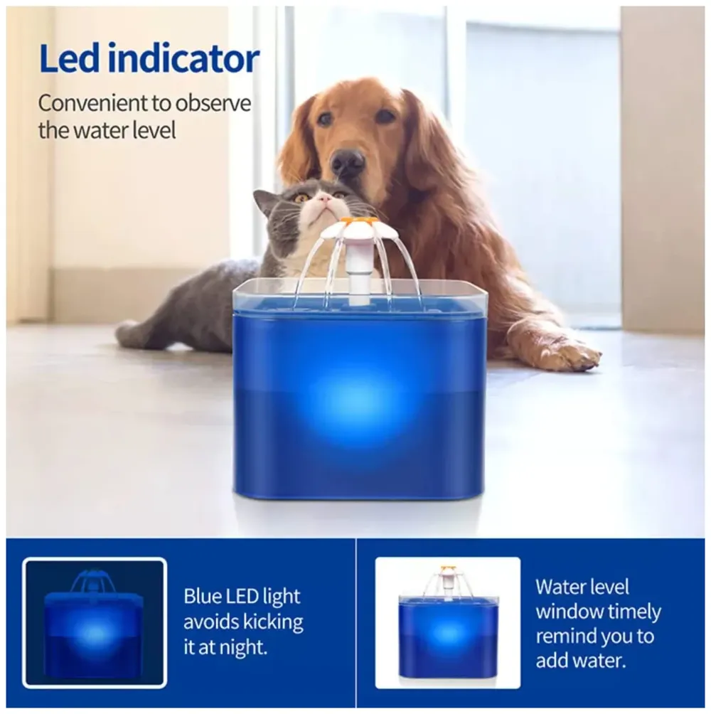 Pet Fountain with Light LED, Automatic Cat Fountain Dog Fountain with Filter Pet Bowl Water Dispenser for Cats, Dogs, Multiple Pets, Drinking Fountain.