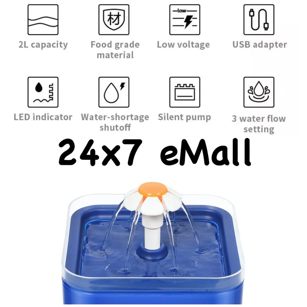 Pet Fountain with Light LED, Automatic Cat Fountain Dog Fountain with Filter Pet Bowl Water Dispenser for Cats, Dogs, Multiple Pets, Drinking Fountain.