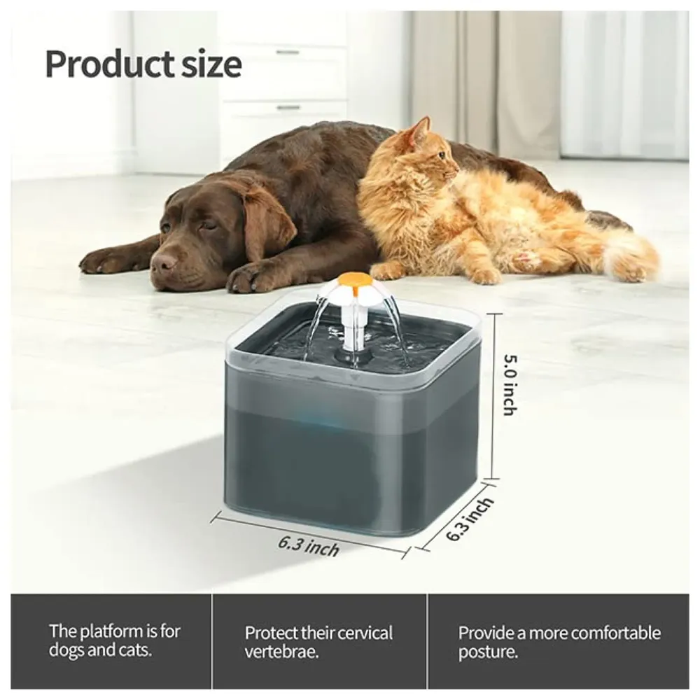 Black Pet Fountain with Light LED, Automatic Cat Fountain Dog Fountain with Filter Pet Bowl Water Dispenser for Cats and Dogs