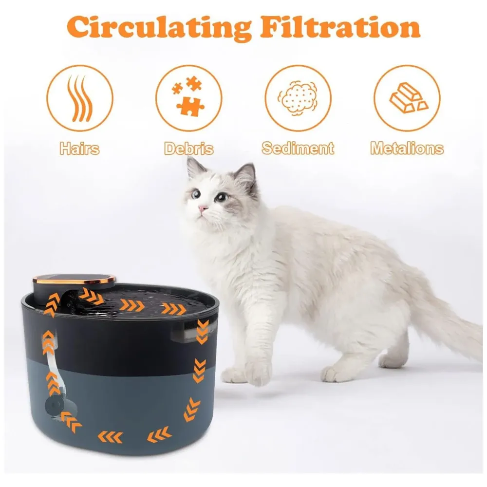 Pet Fountain with Filter Automatic Pet Water Fountain for Constant Filtration and Runnning Water for Cats and Dogs Black- 20 cm x 17cm x15.5 cm - 4