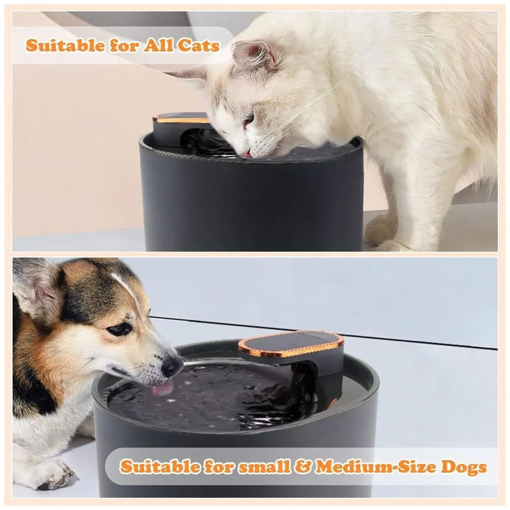 Pet Fountain with Filter Automatic Pet Water Fountain for Constant Filtration and Runnning Water for Cats and Dogs Black- 20 cm x 17cm x15.5 cm - 6