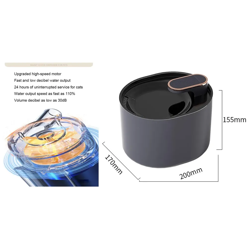 Pet Fountain with Filter Automatic Pet Water Fountain for Constant Filtration and Runnning Water for Cats and Dogs Black- 20 cm x 17cm x15.5 cm - 7