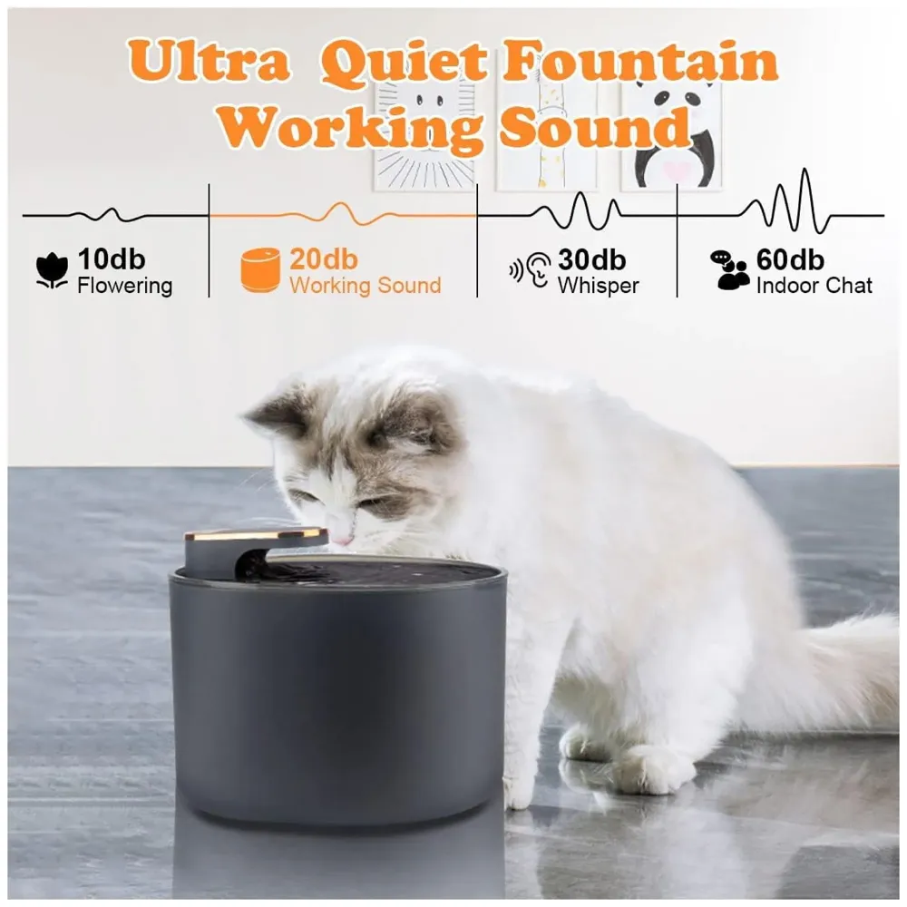 Pet Fountain with Filter Automatic Pet Water Fountain for Constant Filtration and Runnning Water for Cats and Dogs Black- 20 cm x 17cm x15.5 cm - 8