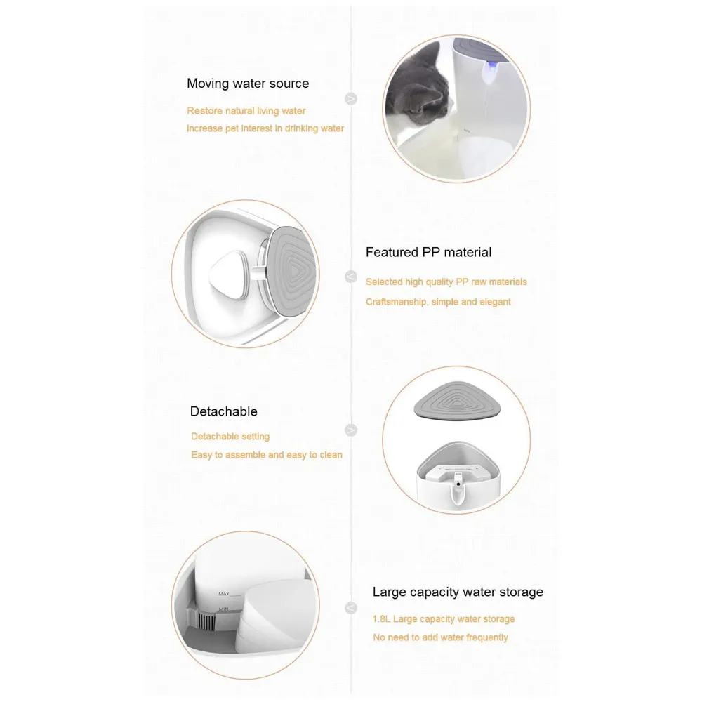 Pet Fountain Square, Automatic Cat & Dog Water Fountain with Filter, Ideal for Multiple Pets - 3