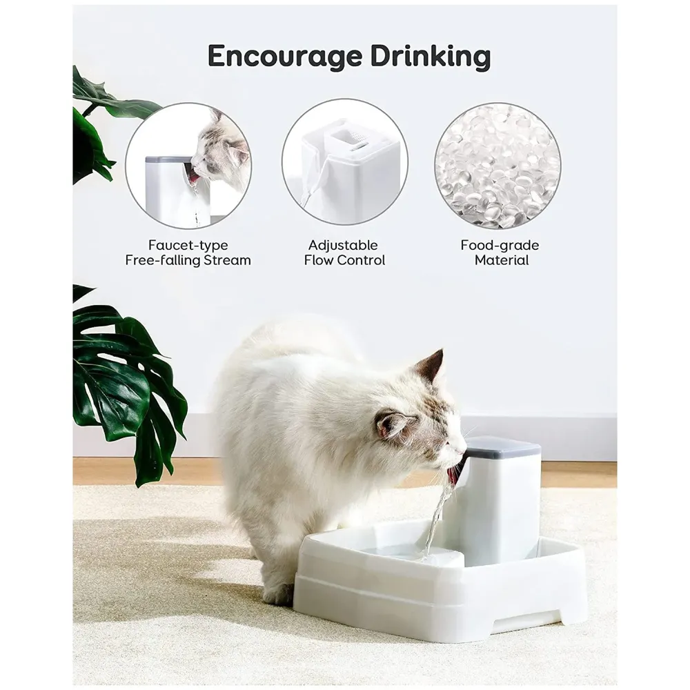 Pet Fountain Square, Automatic Cat & Dog Water Fountain with Filter, Ideal for Multiple Pets
