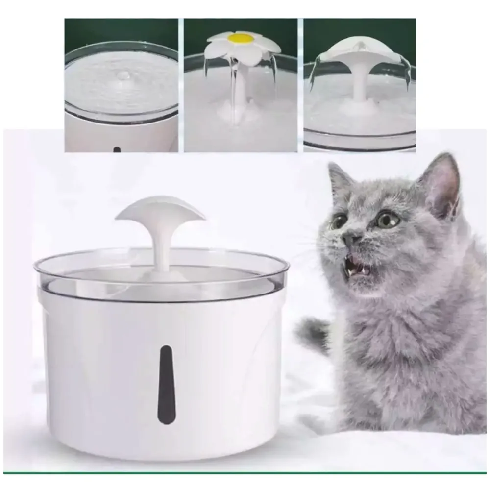 Pet Fountain Round with 2 Nozzles, Automatic Cat Water Fountain Filter Pet Bowl Water Dispenser for Cats, Dogs, Cat Fountain 2.5 Liters