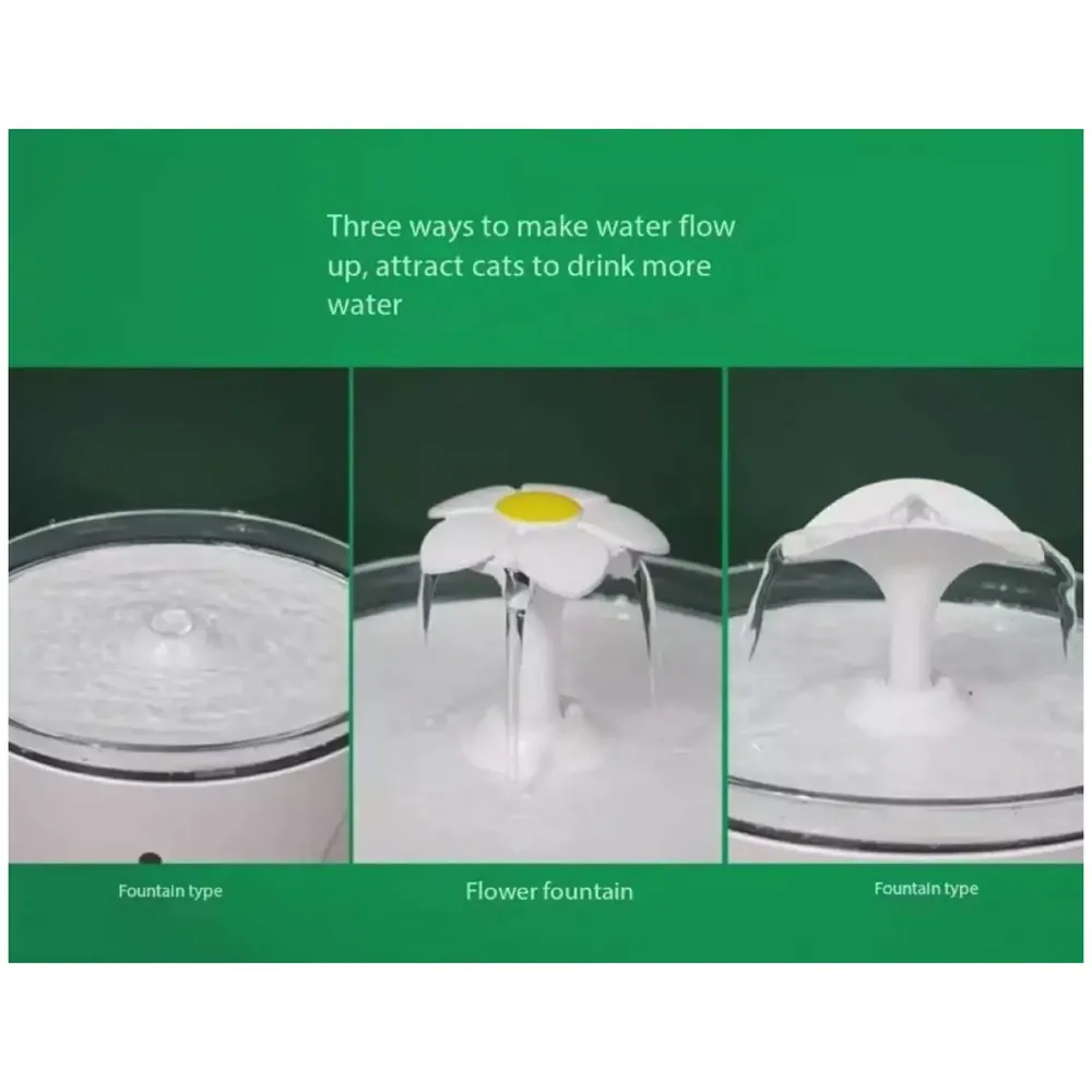 Pet Fountain Round with 2 Nozzles, Automatic Cat Water Fountain Filter Pet Bowl Water Dispenser for Cats, Dogs, Cat Fountain 2.5 Liters