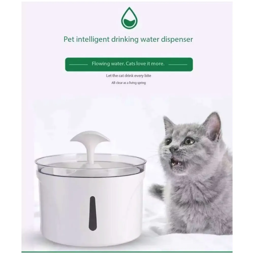 Pet Fountain Round with 2 Nozzles, Automatic Cat Water Fountain Filter Pet Bowl Water Dispenser for Cats, Dogs, Cat Fountain 2.5 Liters