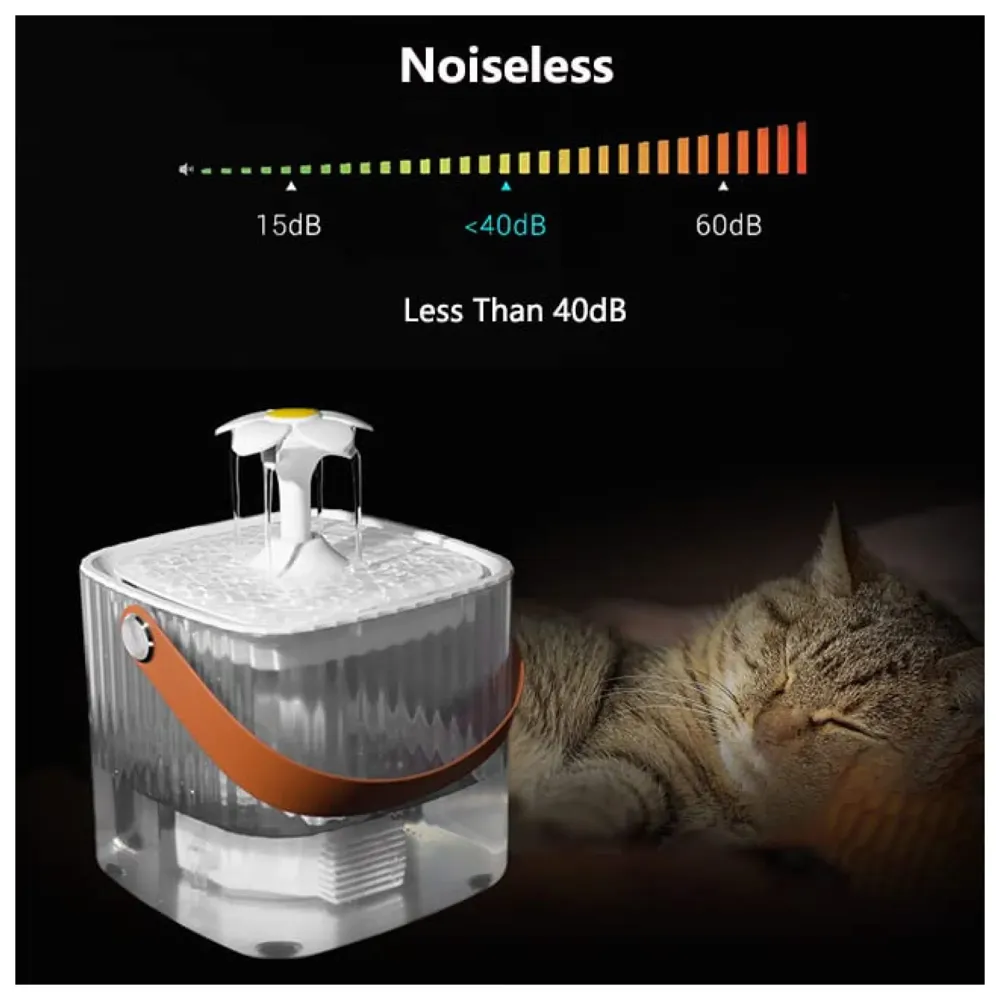 Transparent Cat Water Fountain with 3 Flows, 2.0L, Ultra Quiet Cat Drinking Fountain with Filter, Automatic Pet Water Fountain for Cats and Small Dogs