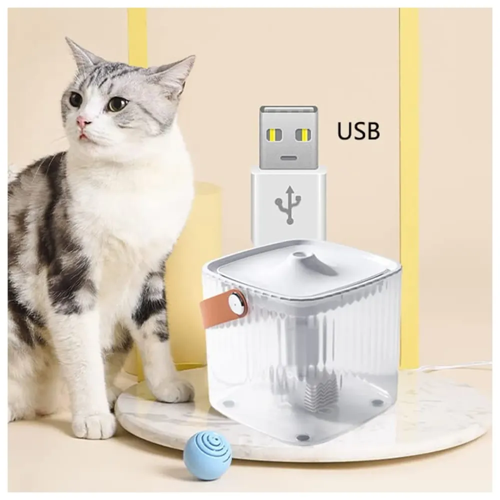Transparent Cat Water Fountain with 3 Flows, 2.0L, Ultra Quiet Cat Drinking Fountain with Filter, Automatic Pet Water Fountain for Cats and Small Dogs