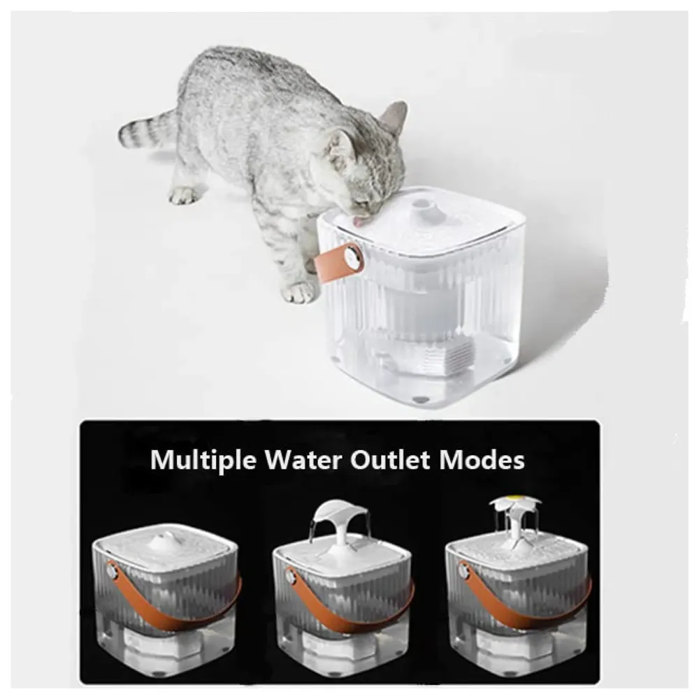 Transparent Cat Water Fountain with 3 Flows, 2.0L, Ultra Quiet Cat Drinking Fountain with Filter, Automatic Pet Water Fountain for Cats and Small Dogs