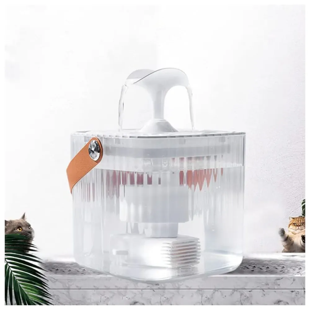 Transparent Cat Water Fountain with 3 Flows, 2.0L, Ultra Quiet Cat Drinking Fountain with Filter, Automatic Pet Water Fountain for Cats and Small Dogs
