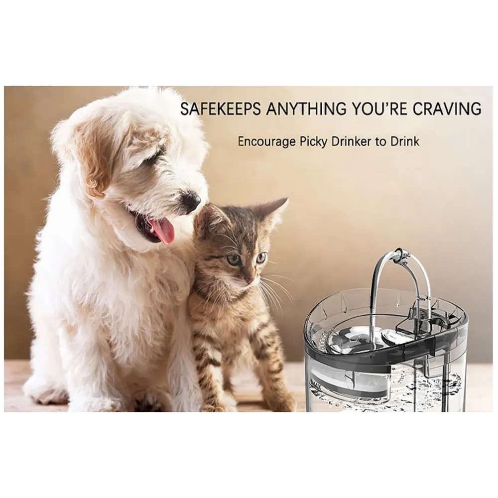 Cat Fountain Transparent Round with Filter Automatic Pet Fountain for Constant Clean and Runnning Water 2 Flow Design - 16.5 x 15.5 Cm