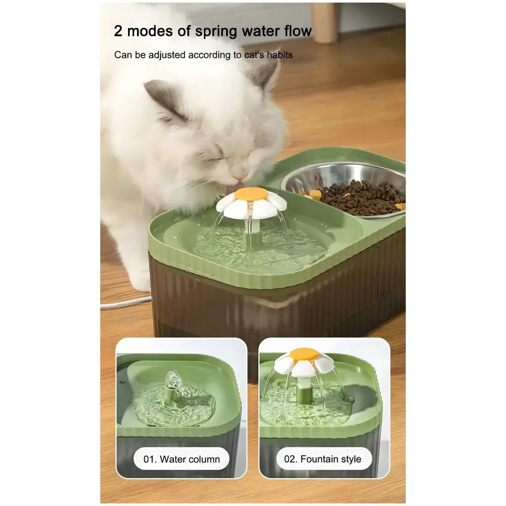 2 in 1Pet Water Fountain and Bowl with Filter and Pump, 31 x 17 x11 Cm Drinking Bowl for Cats and Dogs, Cat Fountain for Home - 5