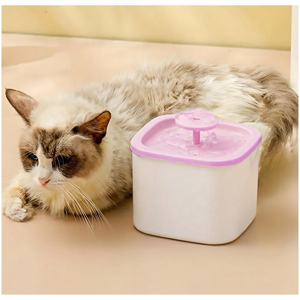 Pet Water Fountain with Filter and Pump, 13.5 x 13.5 x 10 cm, Small Drinking Bowl for Cats and Dogs, Cat Fountain for Home