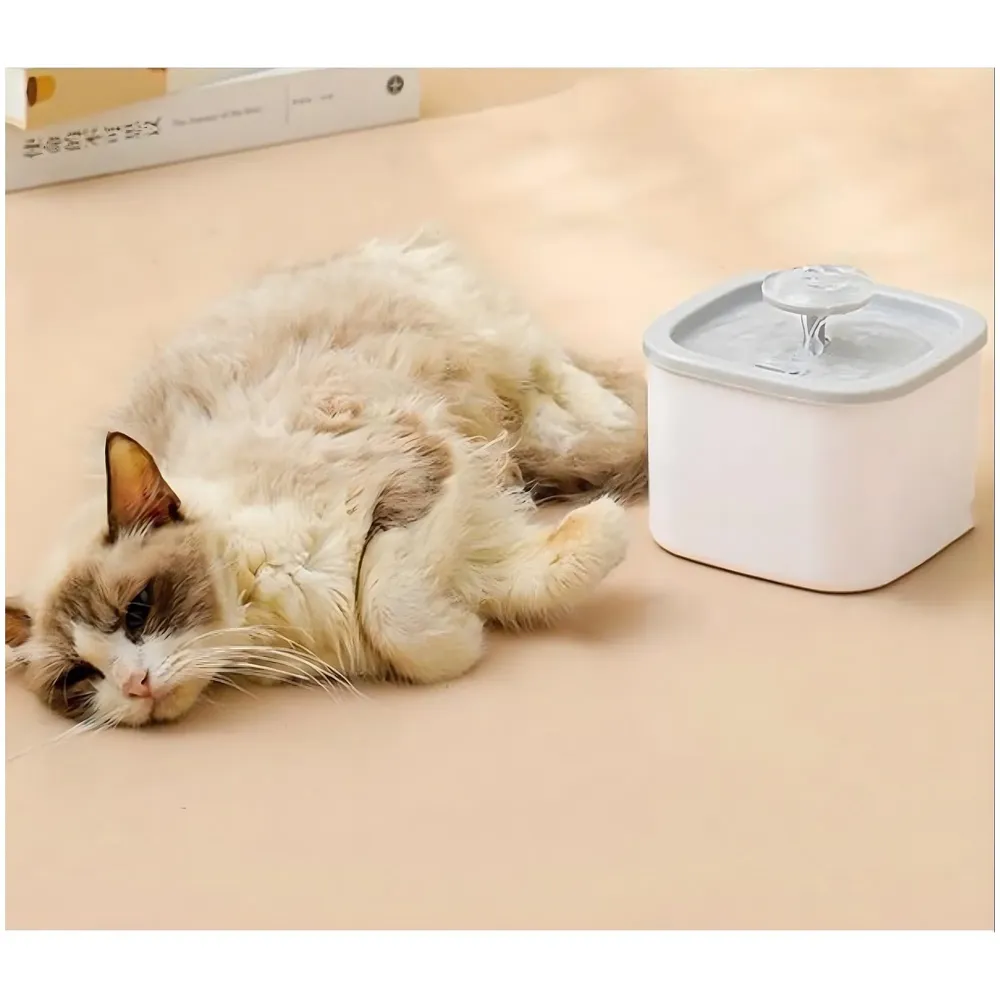 Pet Water Fountain with Filter and Pump, 13.5 x 13.5 x 10 cm, Small Drinking Bowl for Cats and Dogs, Cat Fountain for Home