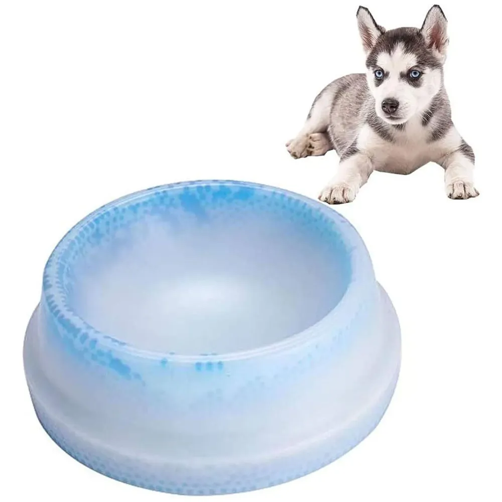 Pet Ice Frosty Bowl Dogs Cats Rabbit Cooling Bowl Frosty Chilled Pet Bowl Pet Cool Fresh Water Bowl Dog Cat Bowl Cooling Water Feeder Pet Summer Freezable Chilled Water
