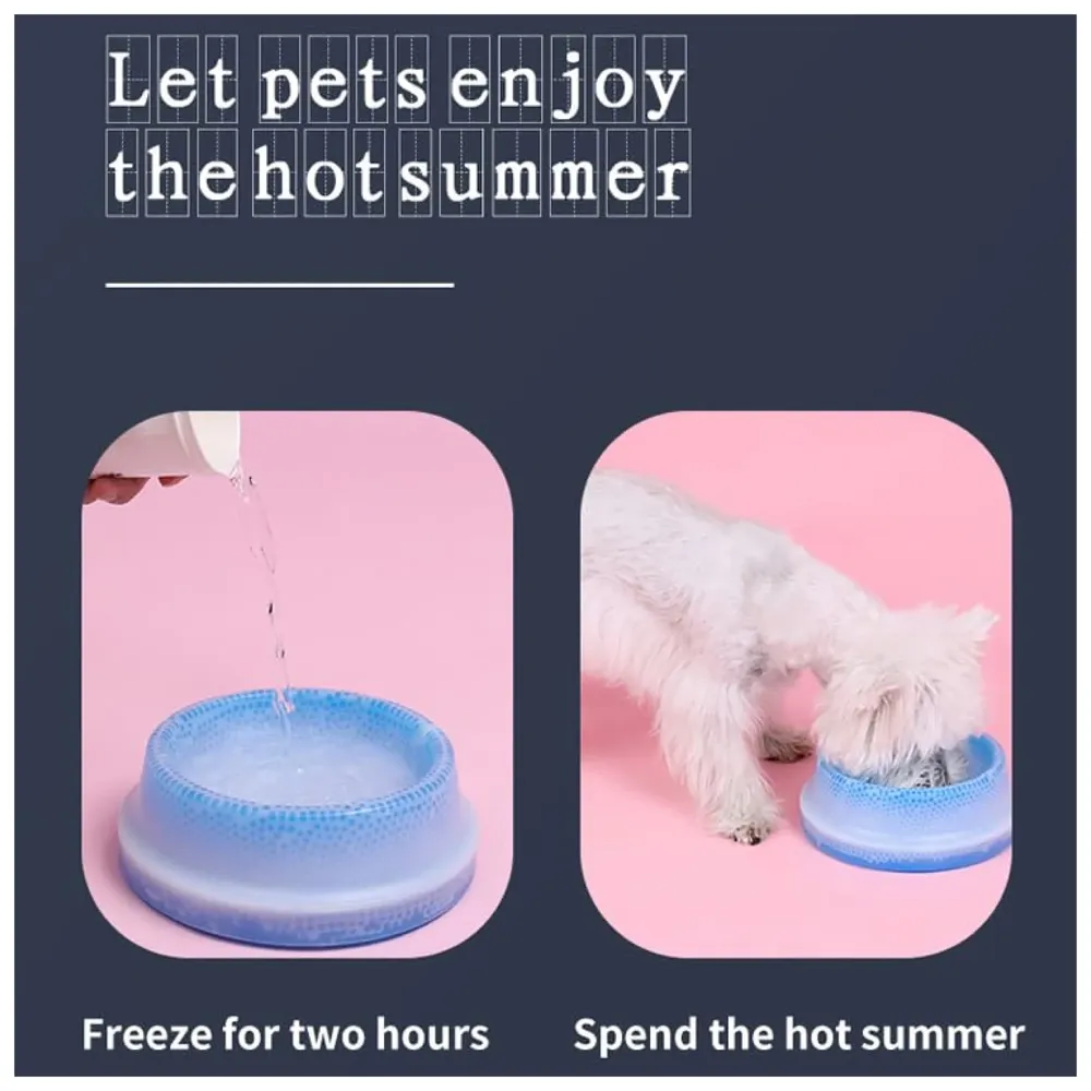 Pet Ice Frosty Bowl Dogs Cats Rabbit Cooling Bowl Frosty Chilled Pet Bowl Pet Cool Fresh Water Bowl Dog Cat Bowl Cooling Water Feeder Pet Summer Freezable Chilled Water