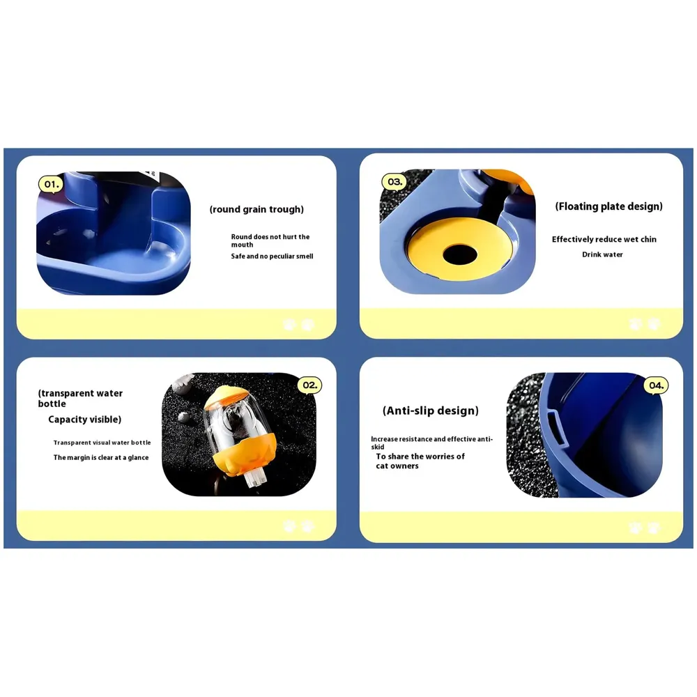 2 in 1 Automatic Water and Food Feeder Dispenser for Small Medium Big Dog Pets Puppy Kittens, Gravity Design Pet Auto Feeder Cat Food Dispenser and Auto Dog Water Dispenser 1 L Space Blue - 4