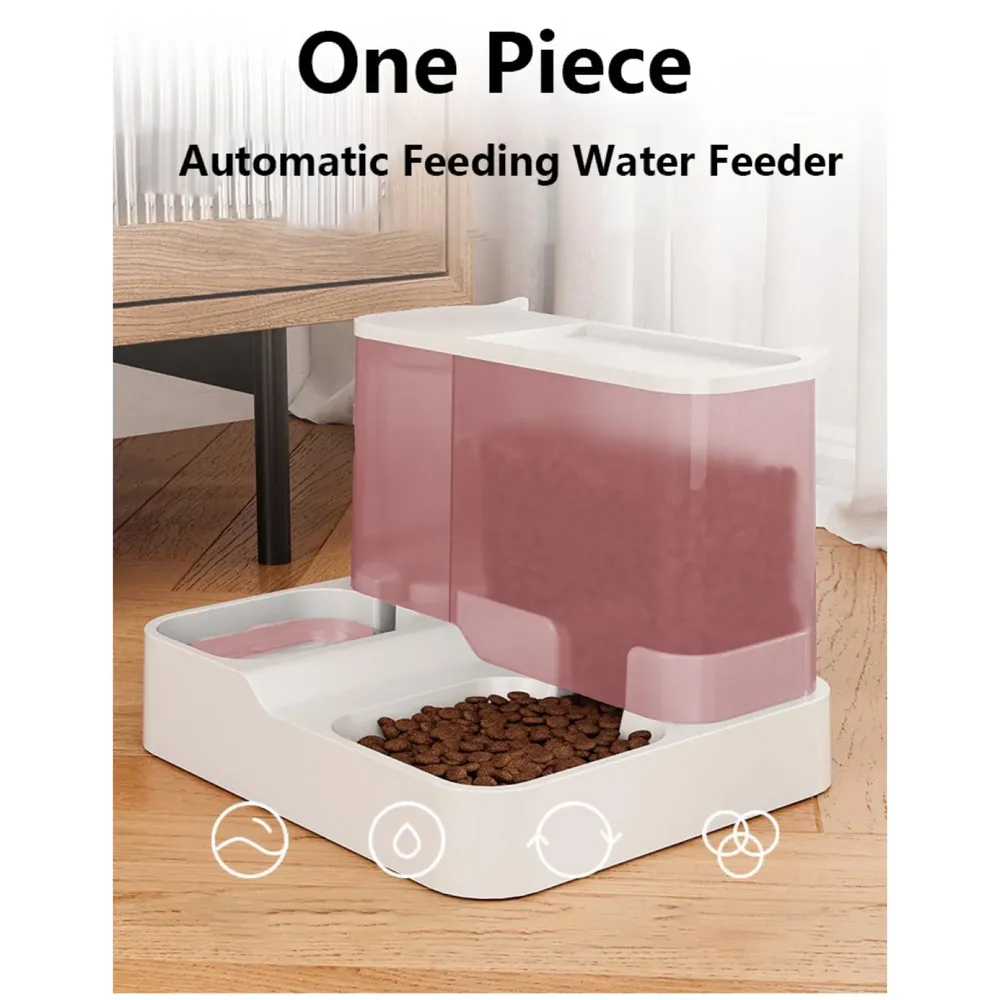 2 in 1 Automatic Water and Food Dispenser for Small Medium Big Dog Pets Puppy Kittens, Gravity Design Pet Auto Feeder 3L Cat Food Dispenser Food Feeder and Auto Dog Water Dispenser 1 L