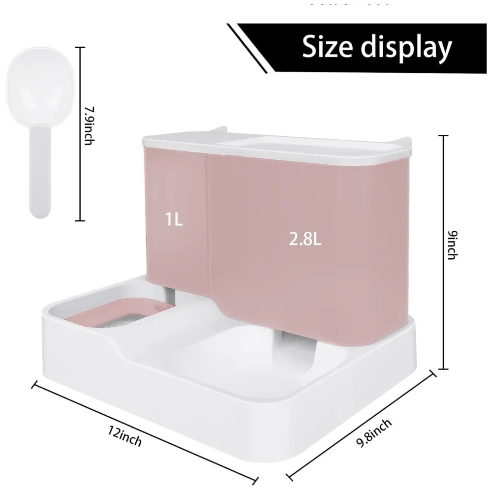 2 in 1 Automatic Water and Food Dispenser for Small Medium Big Dog Pets Puppy Kittens, Gravity Design Pet Auto Feeder 3L Cat Food Dispenser Food Feeder and Auto Dog Water Dispenser 1 L