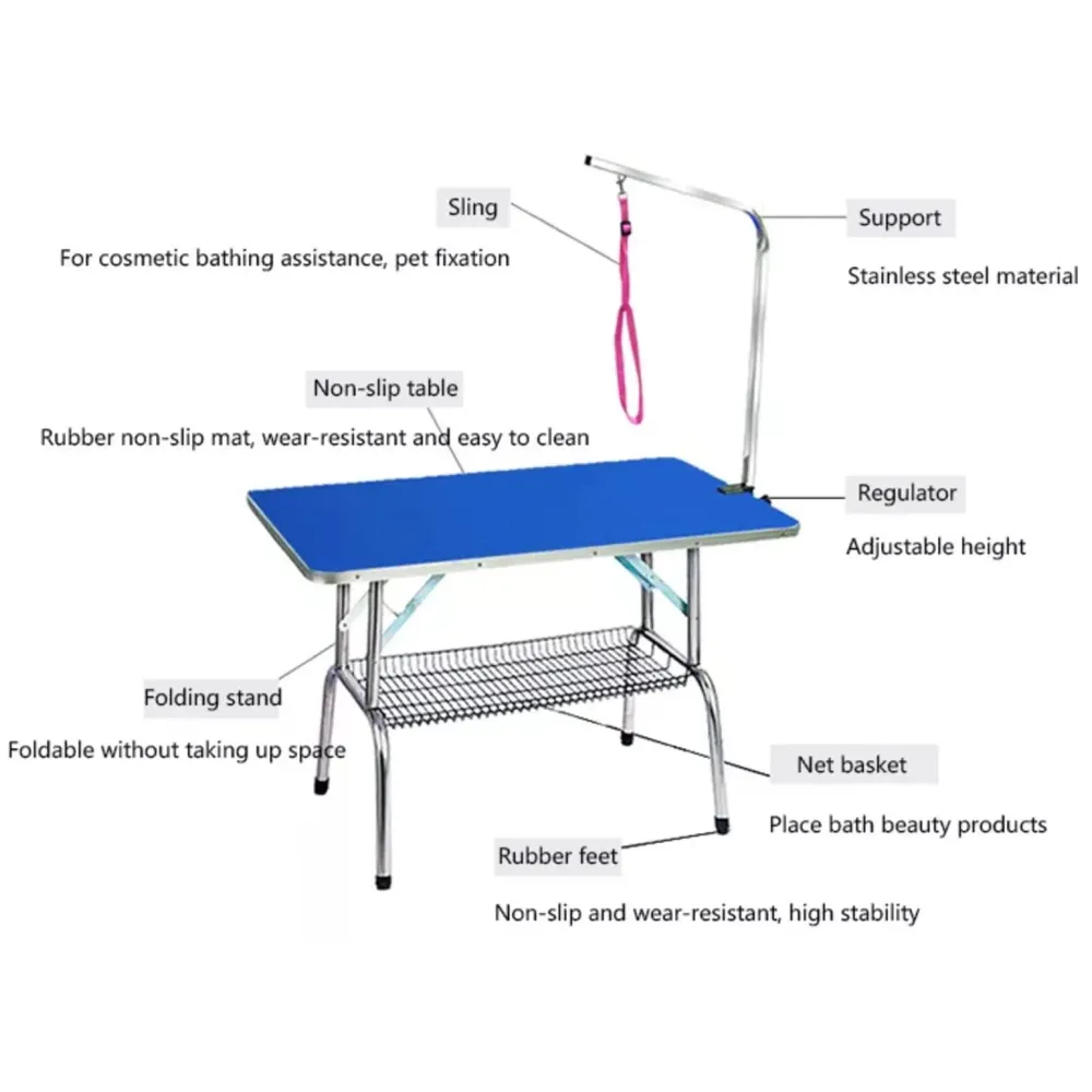 Dog Pet Grooming Table Professional Heavy Duty with Arm & Noose & Mesh Tray for Large Dog Cat Shower Table Bath Station (Medium - 36 x 29 inch)